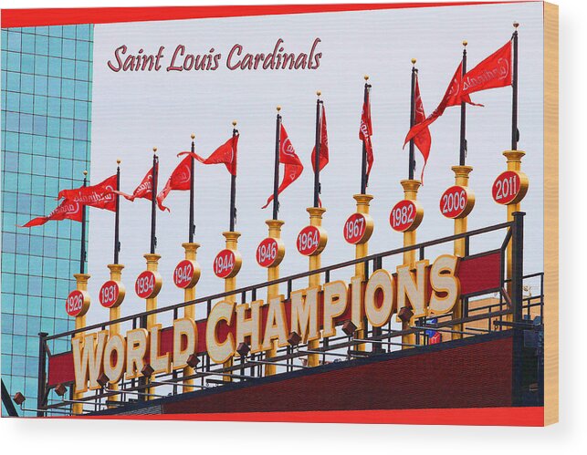 Baseball Wood Print featuring the photograph World Champions Flags by John Freidenberg