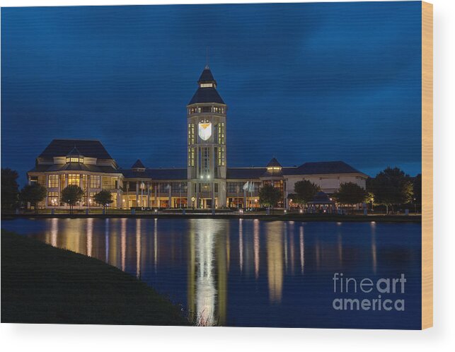 World Golf Hall Of Fame Wood Print featuring the photograph World Golf Hall of Fame at Twilight St. Augustine Florida by Dawna Moore Photography