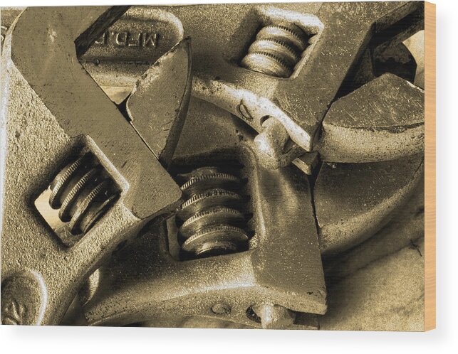 Hand Tools Wood Print featuring the photograph Wrenches by Michael Eingle