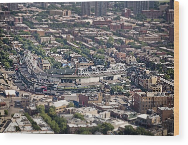 3scape Wood Print featuring the photograph Wrigley Field - Home of the Chicago Cubs by Adam Romanowicz