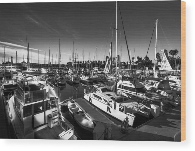 California Landscape Wood Print featuring the photograph Yacht At The Pier by Sviatlana Kandybovich