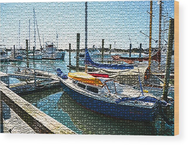 Jaffa Wood Print featuring the painting Yachts in a port 2 by Jeelan Clark