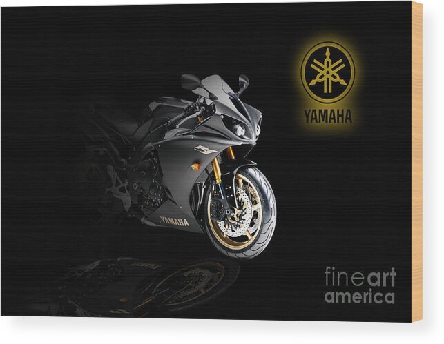 Yamaha Wood Print featuring the digital art Yamaha R1 by Airpower Art