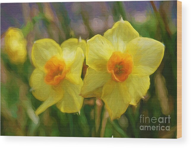 Andee Design Daffodil Wood Print featuring the photograph Yellow Daffodil Painting by Andee Design