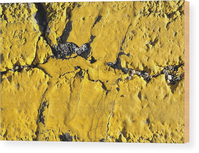 Pavement Wood Print featuring the photograph Yellow Line Abstract by Luke Moore