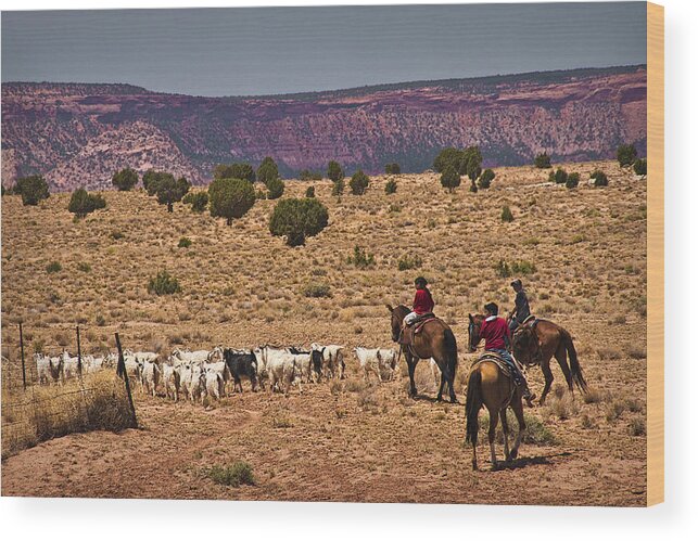 Horses Wood Print featuring the photograph Young Goat Herders by Priscilla Burgers