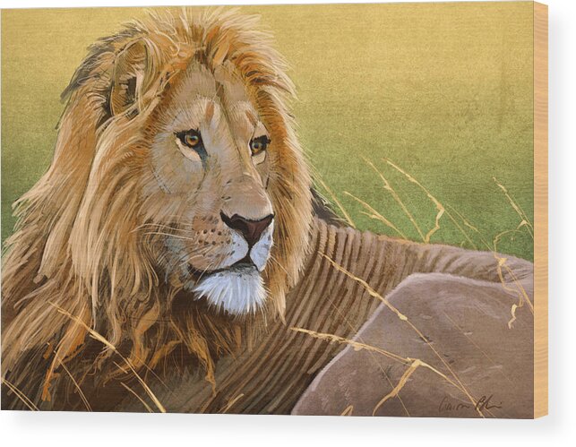 Lion Wood Print featuring the digital art Young Lion by Aaron Blaise