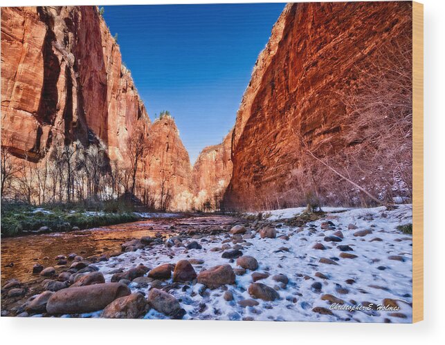 Christopher Holmes Photography Wood Print featuring the photograph Zion Canyon Winter by Christopher Holmes