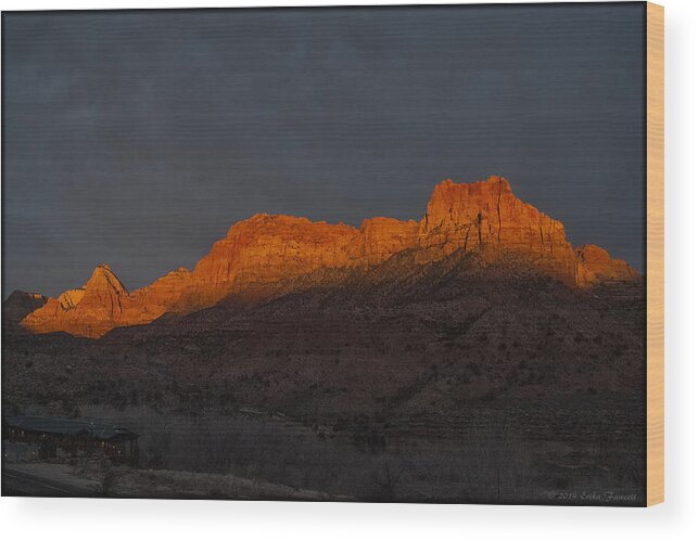 Landscape Wood Print featuring the photograph Zion Glowing by Erika Fawcett
