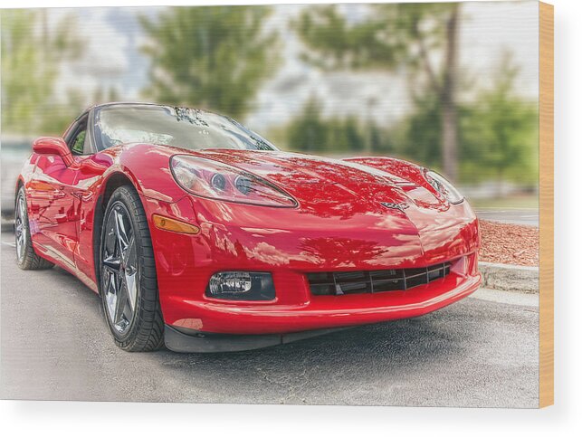 2012 Wood Print featuring the photograph 2012 Red Corvette by Anna Rumiantseva