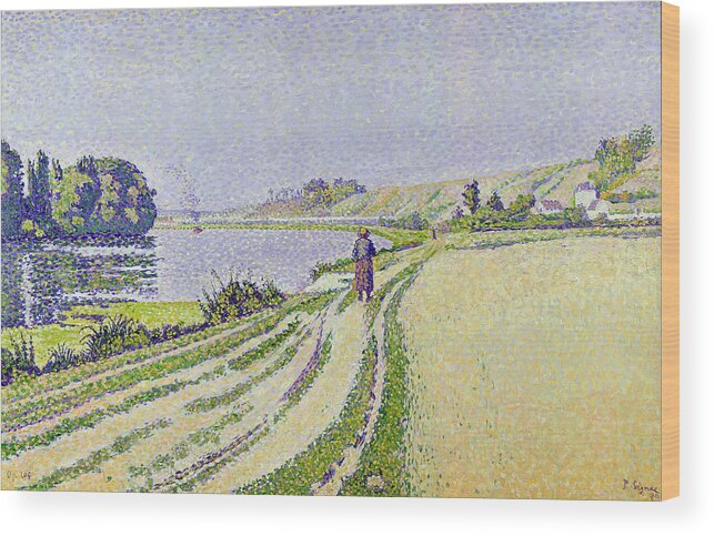 Herblay Wood Print featuring the painting Herblay La River by Paul Signac