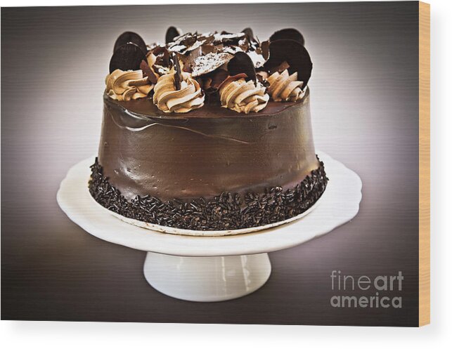 Cake Wood Print featuring the photograph Chocolate cake 3 by Elena Elisseeva
