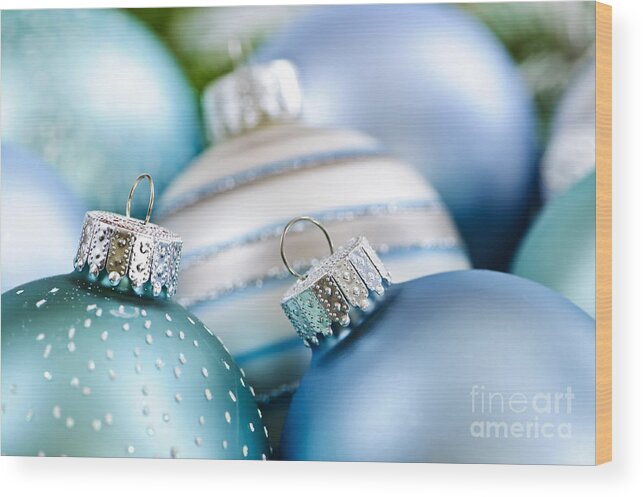 Christmas Wood Print featuring the photograph Christmas ornaments 9 by Elena Elisseeva