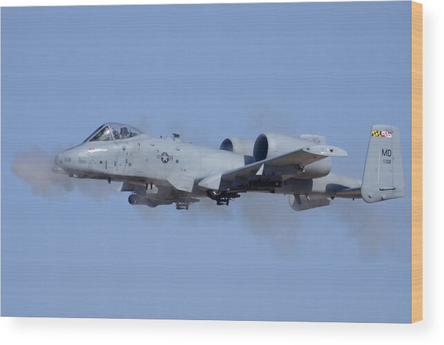 Airplane Wood Print featuring the photograph Fairchild-Republic A-10A Thunderbolt II 79-0108 Goldwater Range February 2 2012 #1 by Brian Lockett