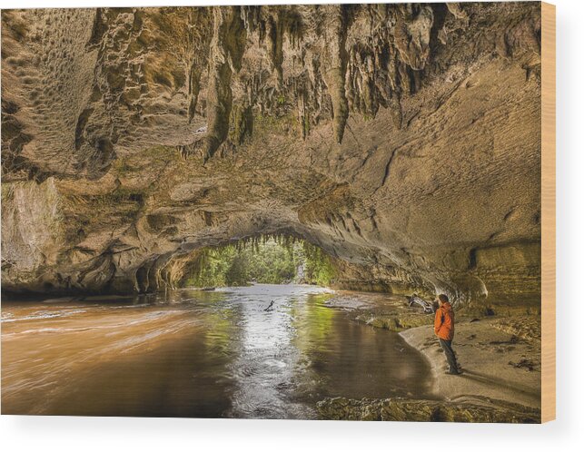 00441948 Wood Print featuring the photograph Moria Gate Arch And Oparara River #1 by Colin Monteath