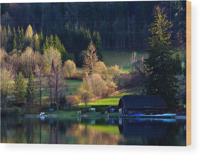 House Wood Print featuring the photograph Reflex On Fushl Lake Salzburg Austria #1 by Arthit Somsakul