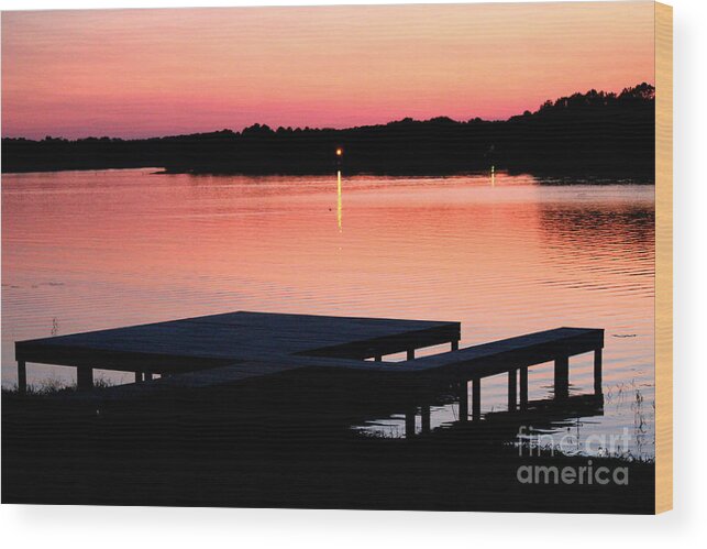 Sunset Wood Print featuring the photograph Sunset View From Dockside #1 by Kathy White