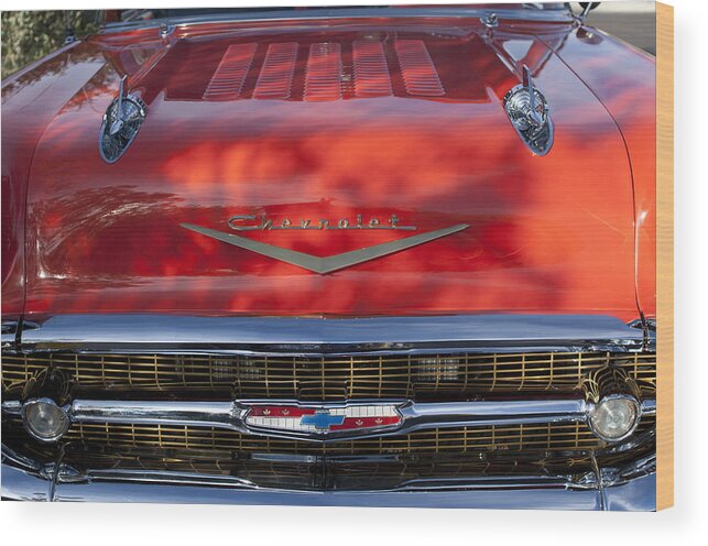 1957 Chevrolet Wood Print featuring the photograph 1957 Chevrolet Grille 2 by Jill Reger