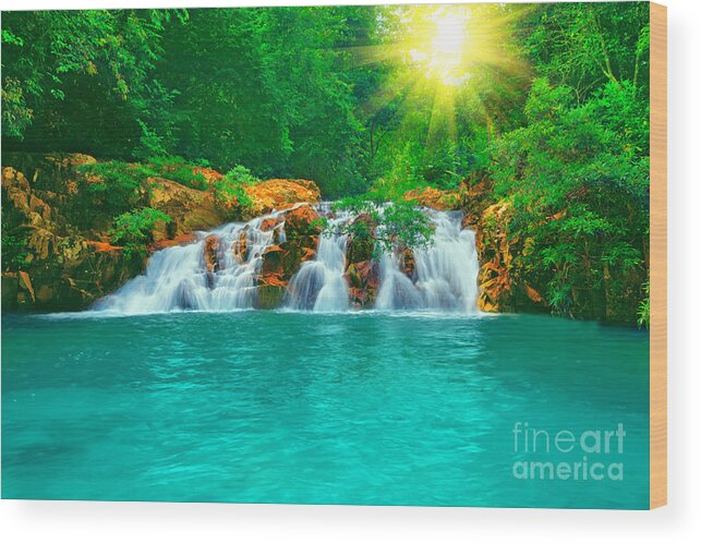 Waterfall Wood Print featuring the photograph Waterfall #23 by MotHaiBaPhoto Prints