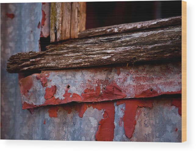 Window Sill Wood Print featuring the photograph Red Shed Series #3 by Carole Hinding