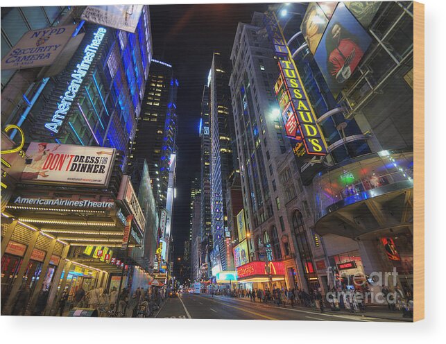 Art Wood Print featuring the photograph 42nd Street - NYC by Yhun Suarez