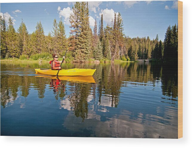 Jessica Florian Wood Print featuring the photograph Kayaking #5 by Elijah Weber