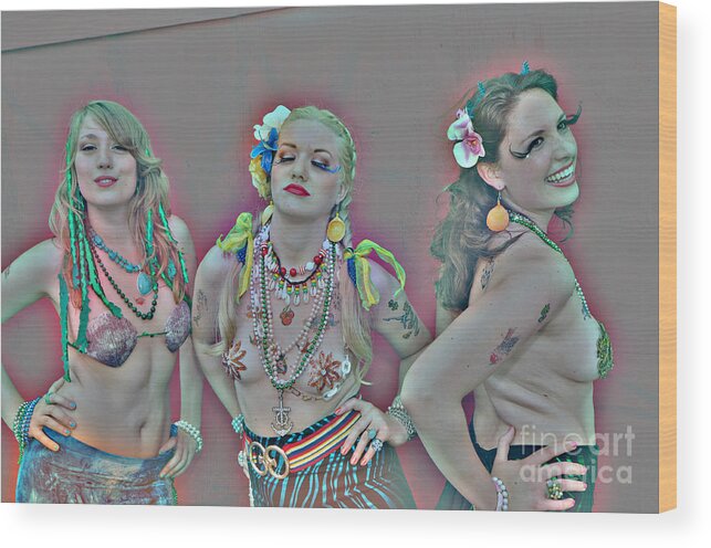 Coney Island Wood Print featuring the photograph Mermaid Parade 2011 Coney Island #7 by Mark Gilman