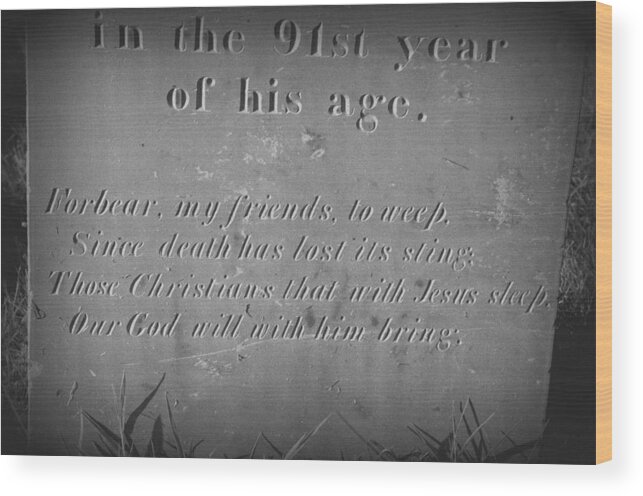 Headstone Wood Print featuring the photograph 91 by Bruce Carpenter