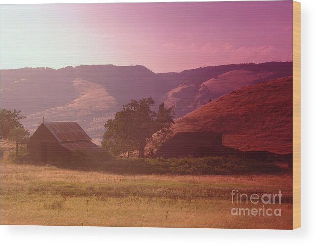 Scenic Wood Print featuring the photograph A barn near Rowena Oregon  by Jeff Swan