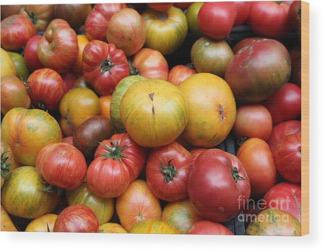 Tomato Wood Print featuring the photograph A Variety of Fresh Tomatoes - 5D17840 by Wingsdomain Art and Photography