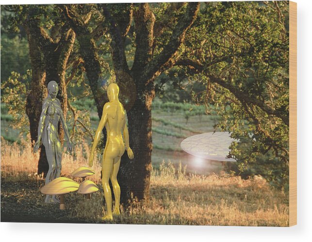 Adam Wood Print featuring the digital art Adam and Eve by Yuichi Tanabe
