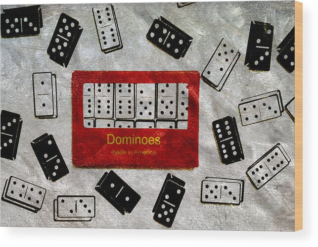 Dominoes Wood Print featuring the mixed media American Passtime Dominoes by Angelina Tamez
