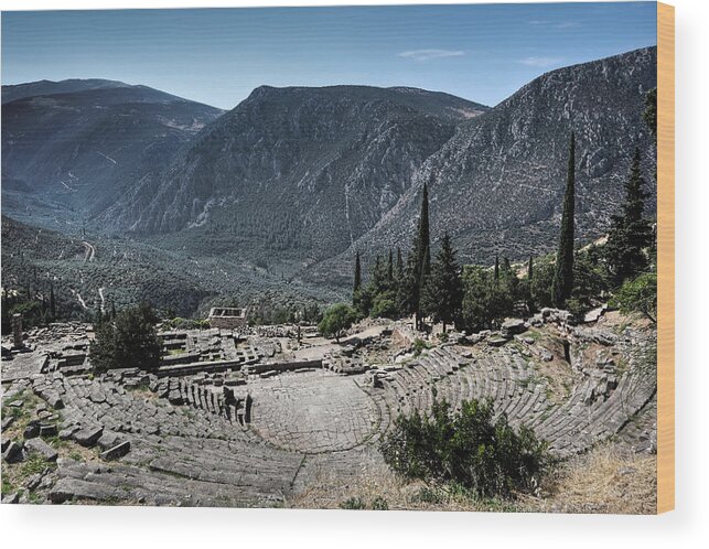 Ancient Wood Print featuring the photograph Ancient Theatre - Delphi by Constantinos Iliopoulos