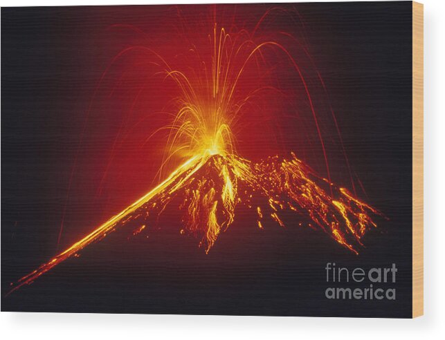 Horizontal Wood Print featuring the photograph Arenal Volcano Erupting by Gregory G. Dimijian