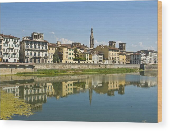 Florence Wood Print featuring the photograph Arno Reflection by Richard Henne