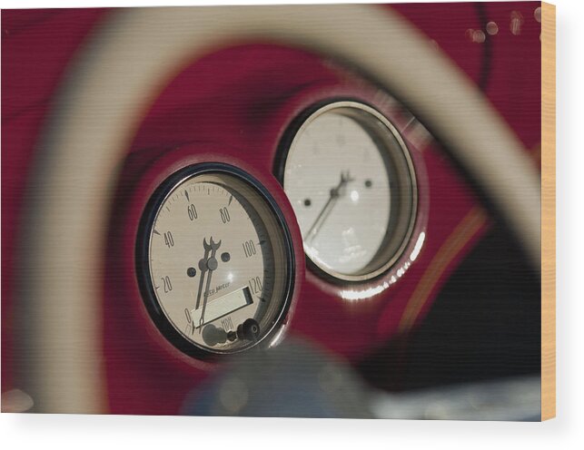Auto Meter Wood Print featuring the photograph Auto Meter Dashboard Guages by Jill Reger