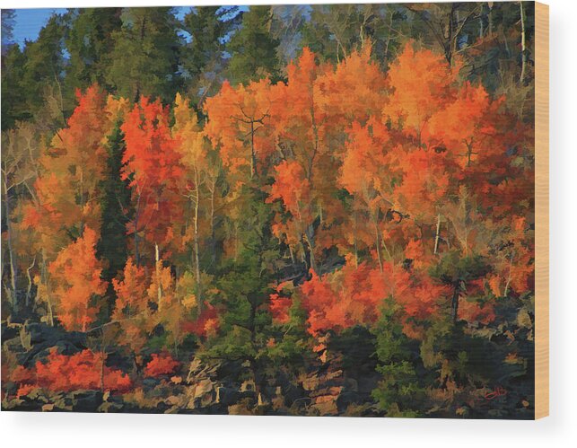 Autumn Water Colors Wood Print featuring the digital art Autumn Water Colors by Gary Baird