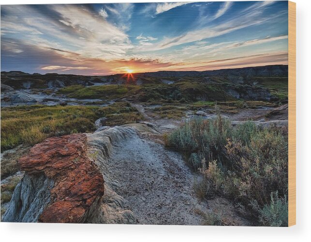 Blog Wood Print featuring the photograph Badlands Setting by David Buhler