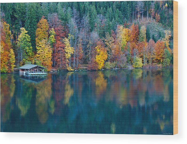 Fall Wood Print featuring the photograph Boat House by Ryan Wyckoff