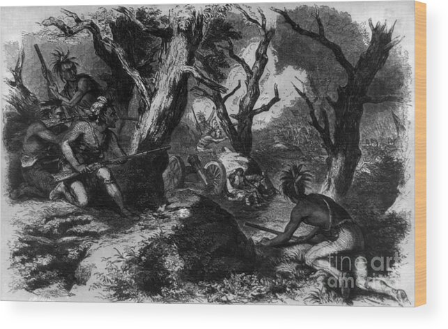 History Wood Print featuring the photograph Braddocks Defeat, French And Indian by Photo Researchers