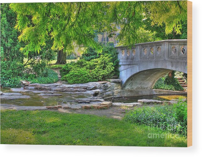 Eden Park Wood Print featuring the photograph Bridge over Waterway at Eden Park by Jeremy Lankford