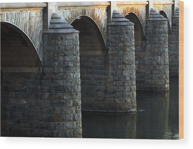 Bridge Wood Print featuring the photograph Bridge Pillars by Deborah Crew-Johnson