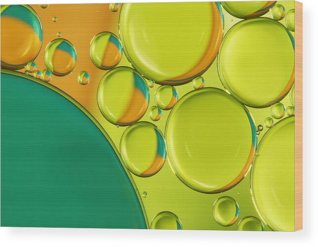 Oil Wood Print featuring the photograph Bubble Abstract with a Twist of Lime by Sharon Johnstone
