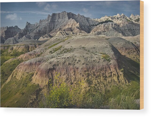Art Wood Print featuring the photograph Butte formation in Badlands National Park by Randall Nyhof