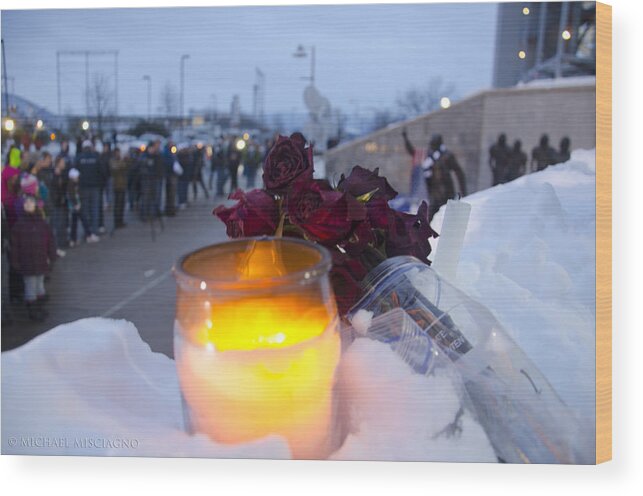 Joe Paterno Wood Print featuring the photograph Candlelight for Joe by Michael Misciagno