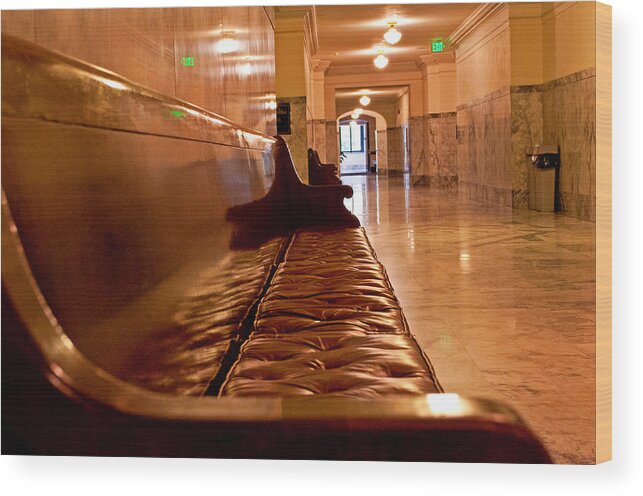 Bench Wood Print featuring the photograph Capital Halls by Tikvah's Hope