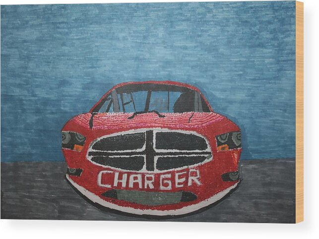 Car Wood Print featuring the drawing Charger art by my son by Stacy C Bottoms