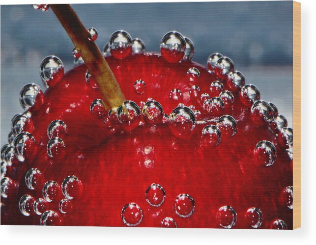 Cherry Cherries Wood Print featuring the photograph Cherry Bubbles Under Water by Tracie Schiebel