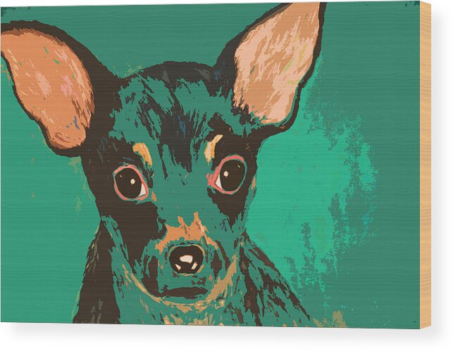 Dog Wood Print featuring the painting Chihuahua by Melinda Etzold