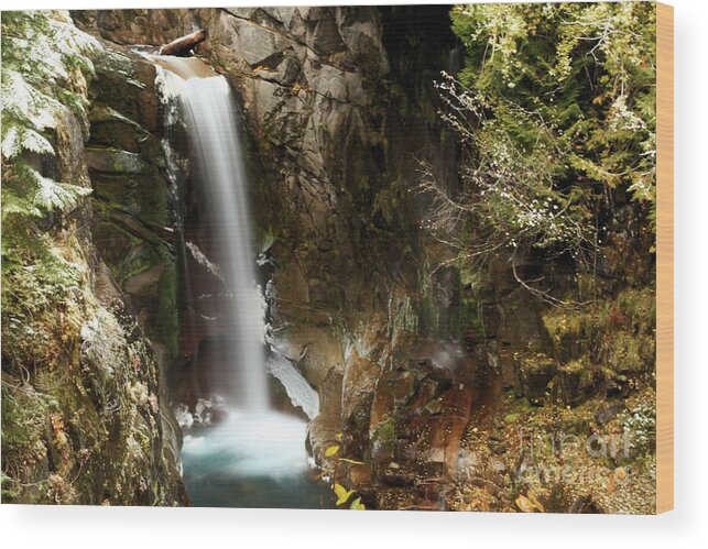 Christine Falls Wood Print featuring the photograph Christine Falls Canyon by Adam Jewell